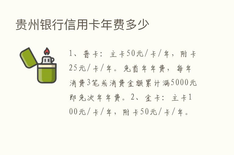 贵州银行信用卡年费多少