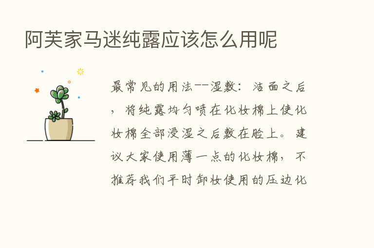 阿芙家马迷纯露应该怎么用呢