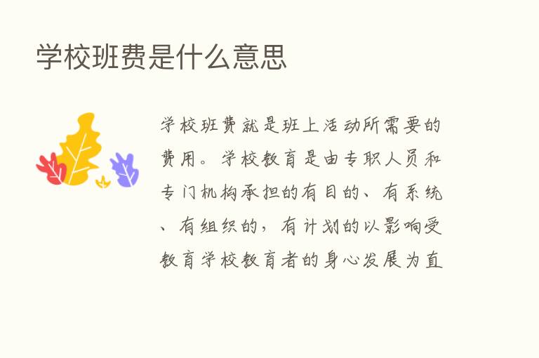 学校班费是什么意思