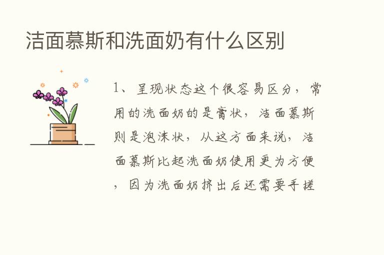 洁面慕斯和洗面奶有什么区别