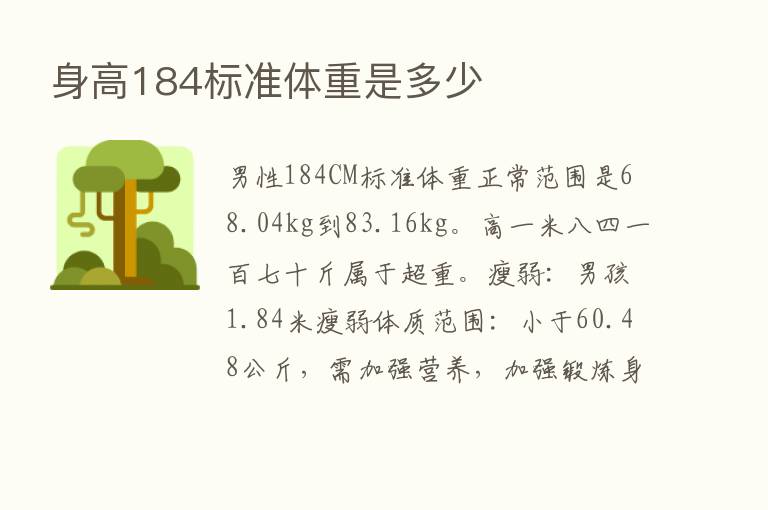 身高184标准体重是多少