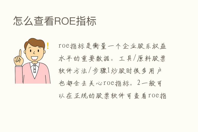 怎么查看ROE指标