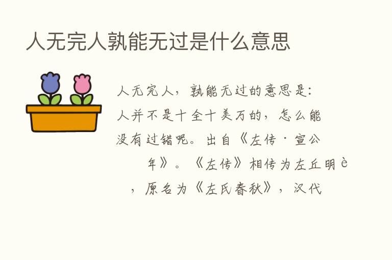 人无完人孰能无过是什么意思