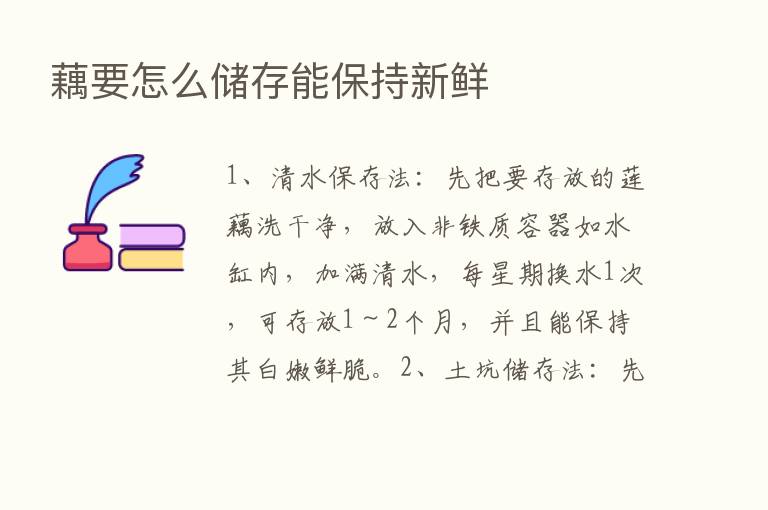 藕要怎么储存能保持新鲜