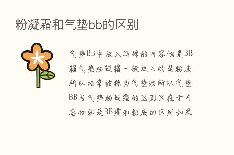 粉凝霜和气垫bb的区别