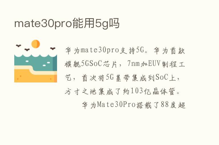 mate30pro能用5g吗