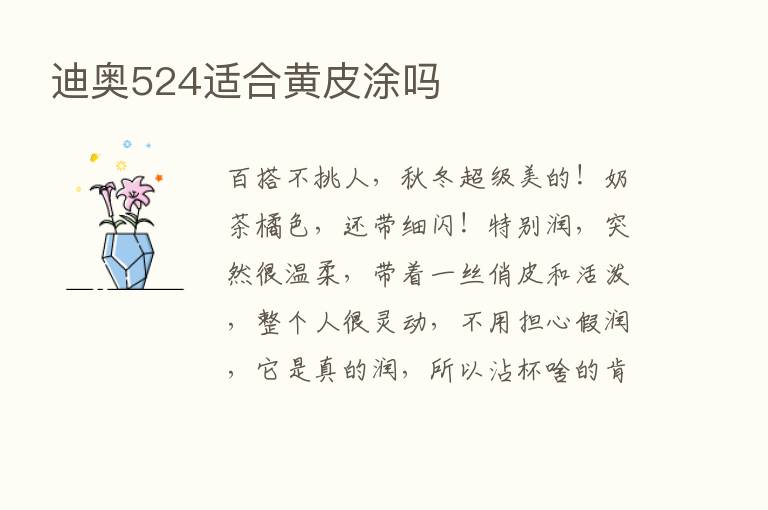 迪奥524适合黄皮涂吗