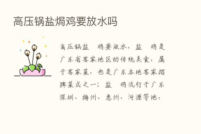 高压锅盐焗鸡要放水吗