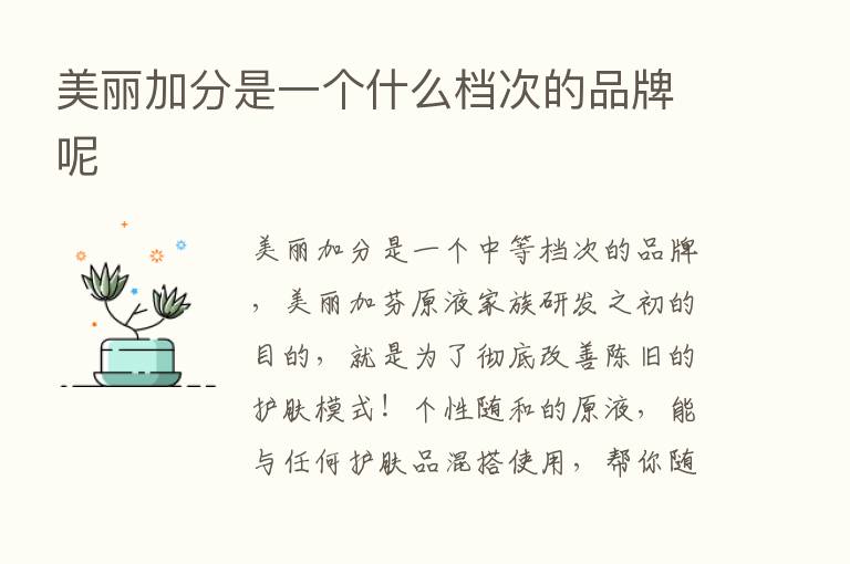 美丽加分是一个什么档次的品牌呢