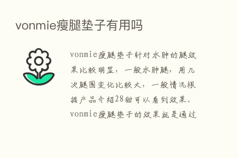 vonmie瘦腿垫子有用吗