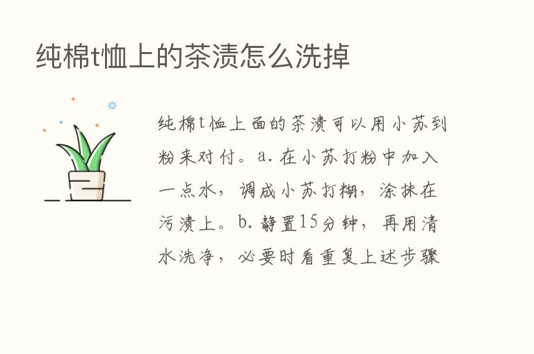 纯棉t恤上的茶渍怎么洗掉