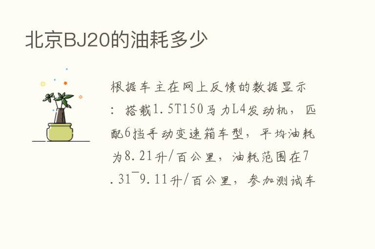 北京BJ20的油耗多少