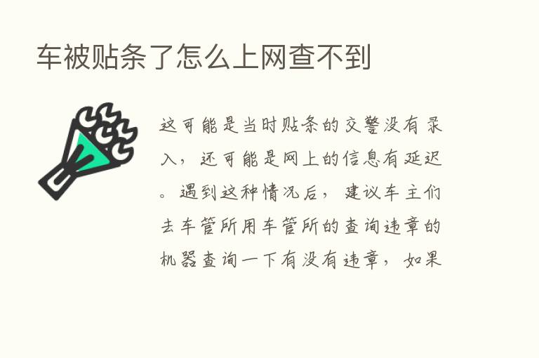 车被贴条了怎么上网查不到