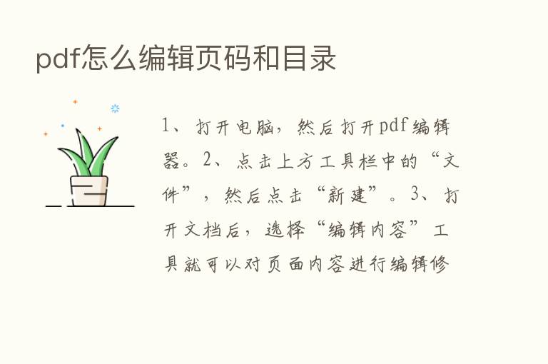 pdf怎么编辑页码和目录