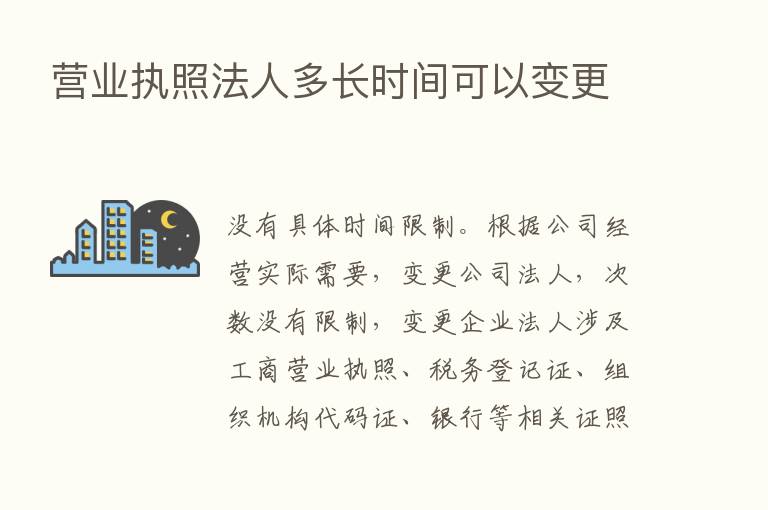 营业执照法人多长时间可以变更