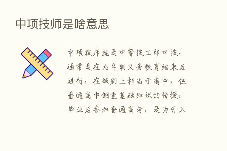 中项技师是啥意思