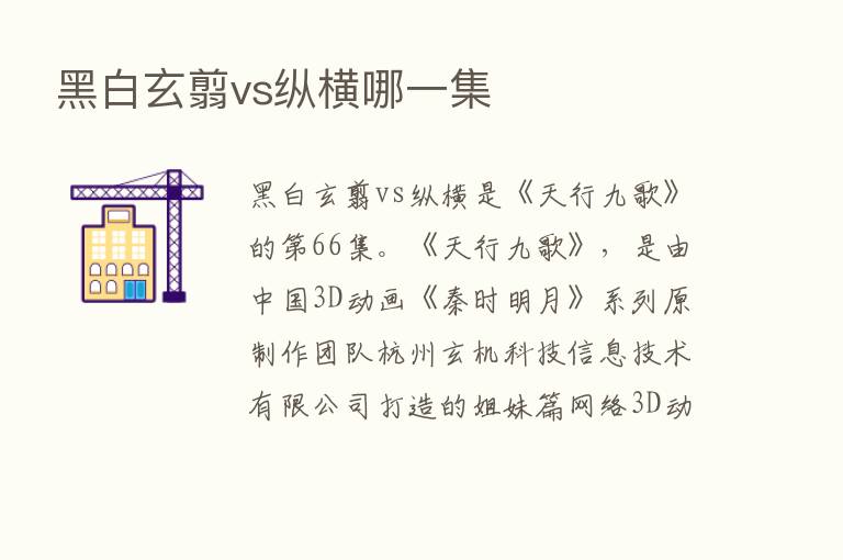 黑白玄翦vs纵横哪一集