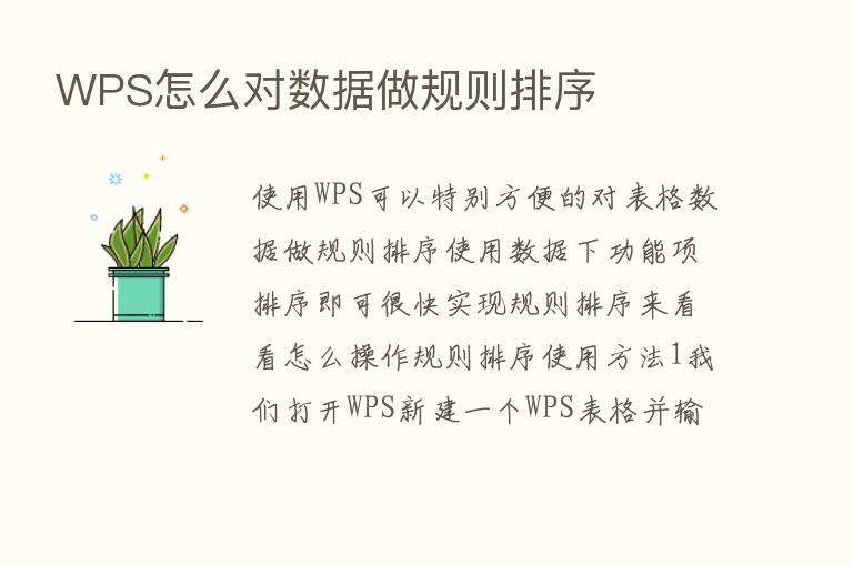 WPS怎么对数据做规则排序