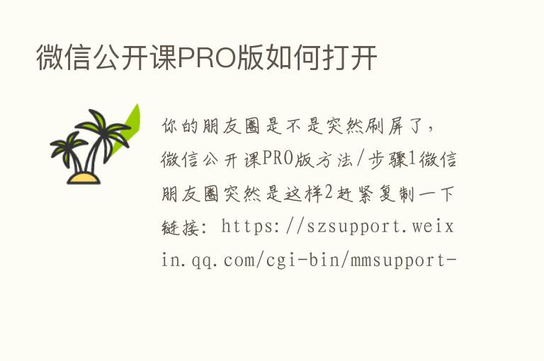 微信公开课PRO版如何打开