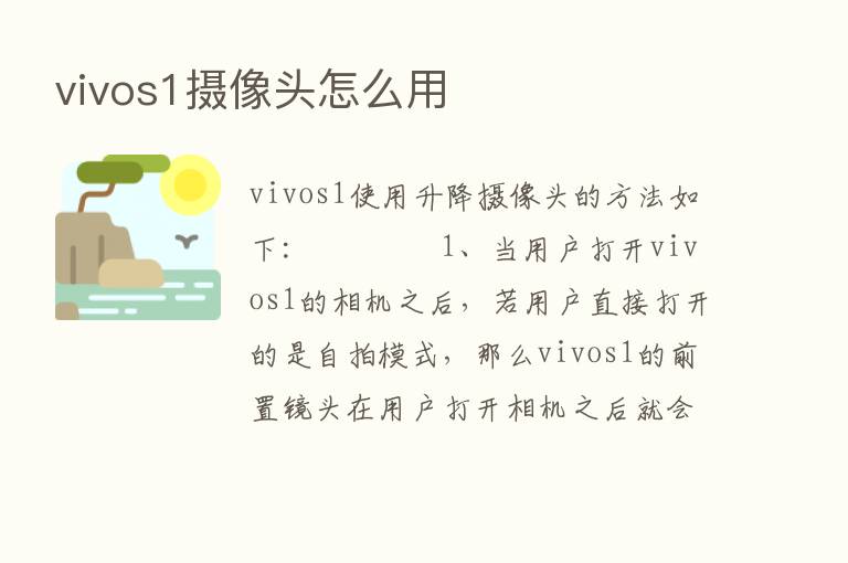 vivos1摄像头怎么用