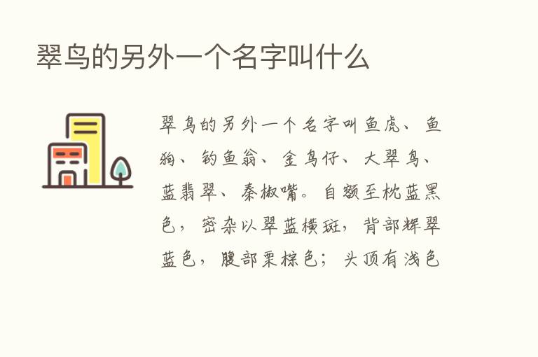 翠鸟的另外一个名字叫什么