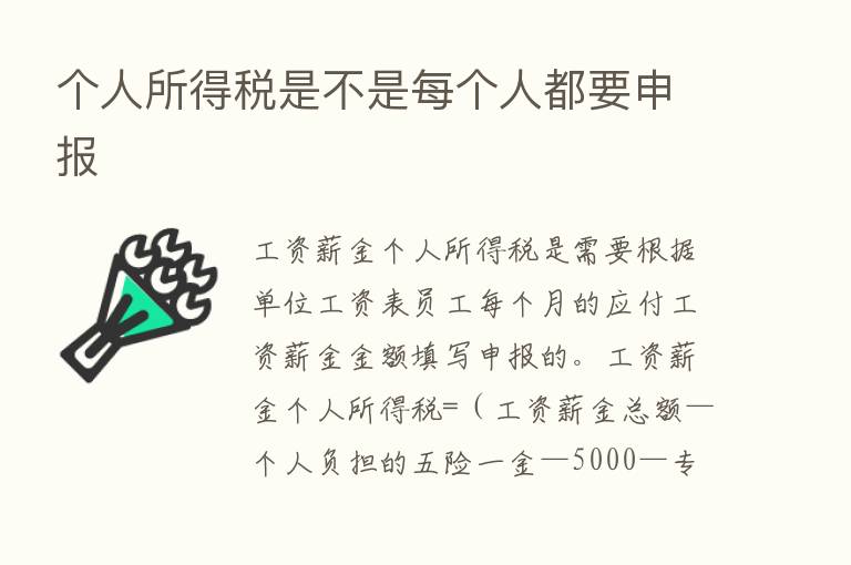 个人所得税是不是每个人都要申报