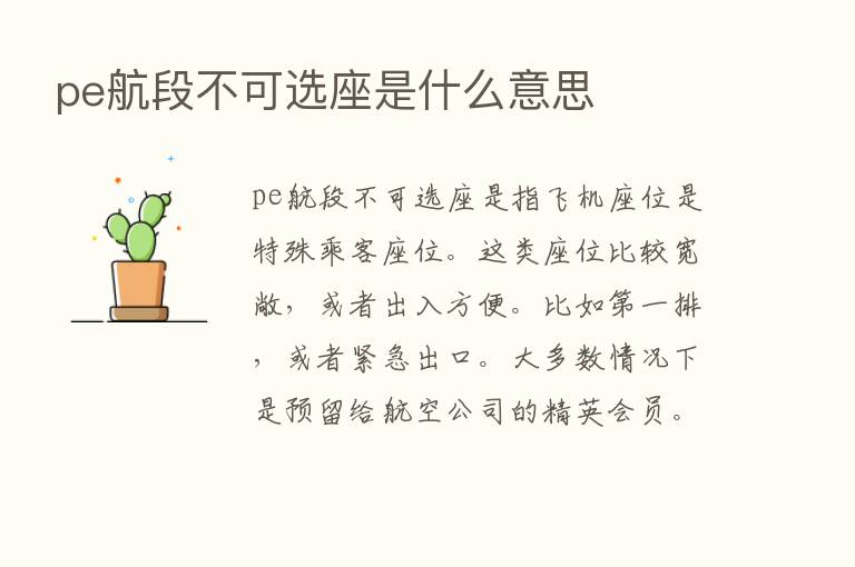 pe航段不可选座是什么意思