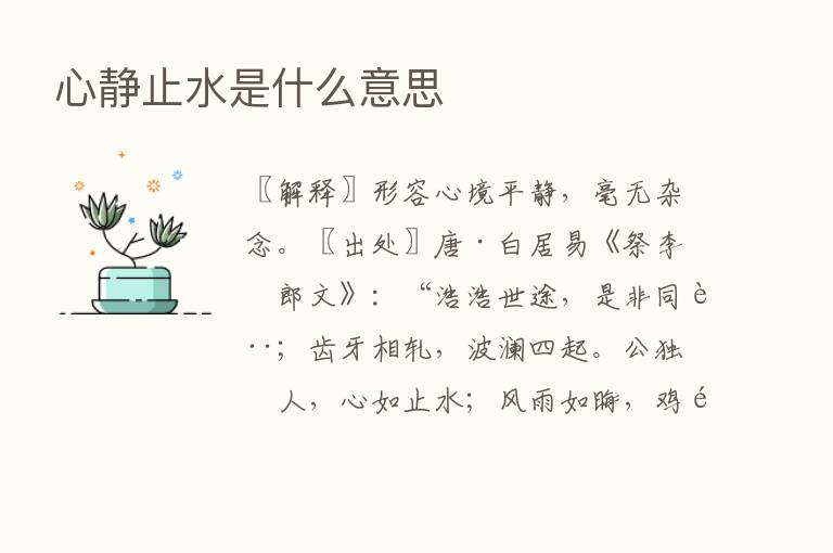 心静止水是什么意思