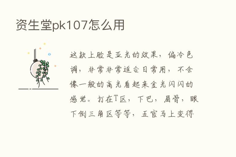 资生堂pk107怎么用