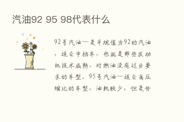 汽油92 95 98代表什么