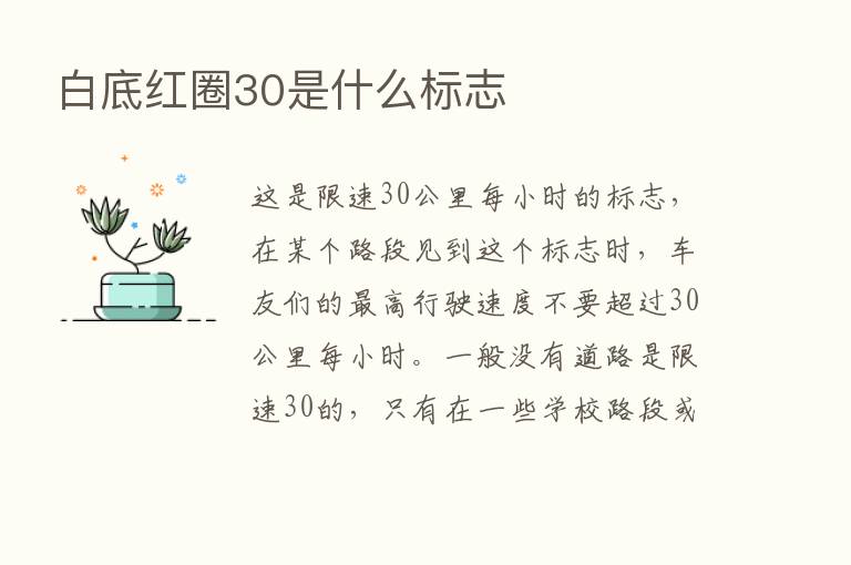 白底红圈30是什么标志