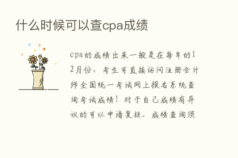 什么时候可以查cpa成绩