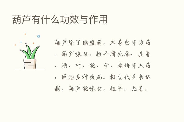 葫芦有什么功效与作用