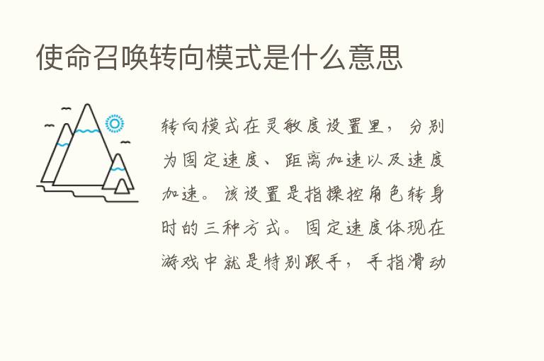 使命召唤转向模式是什么意思