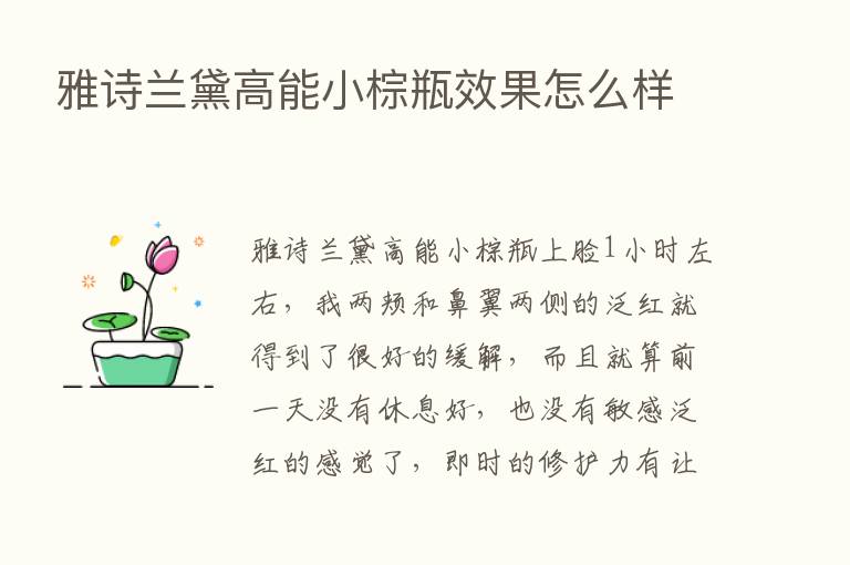 雅诗兰黛高能小棕瓶效果怎么样