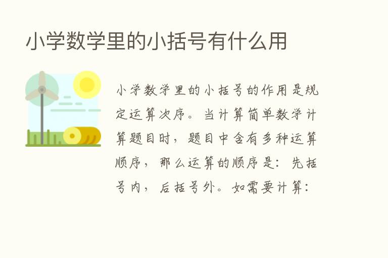 小学数学里的小括号有什么用