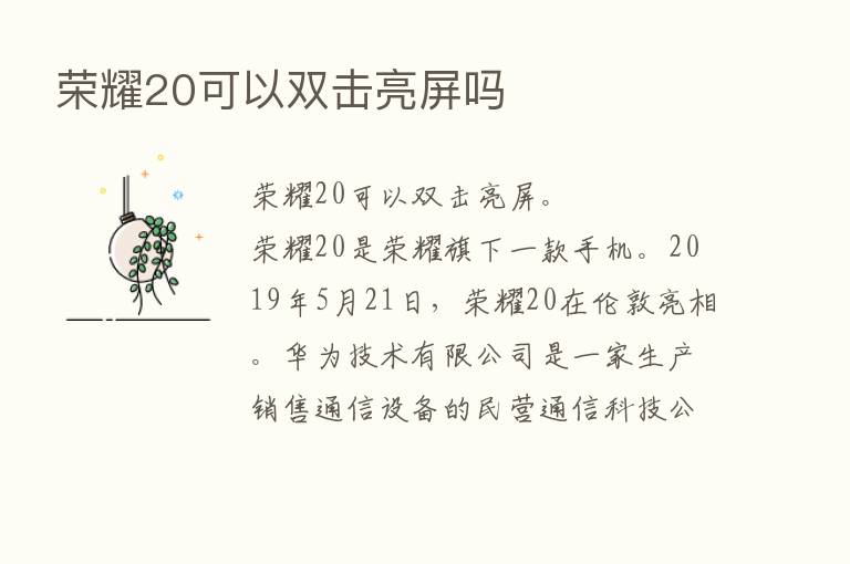       20可以双击亮屏吗