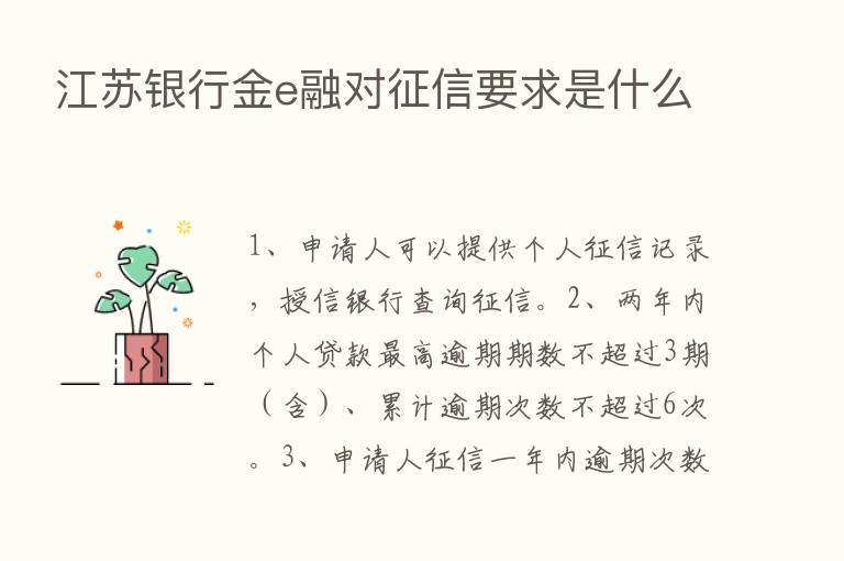 江苏银行金e融对征信要求是什么