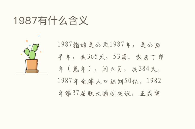 1987有什么含义