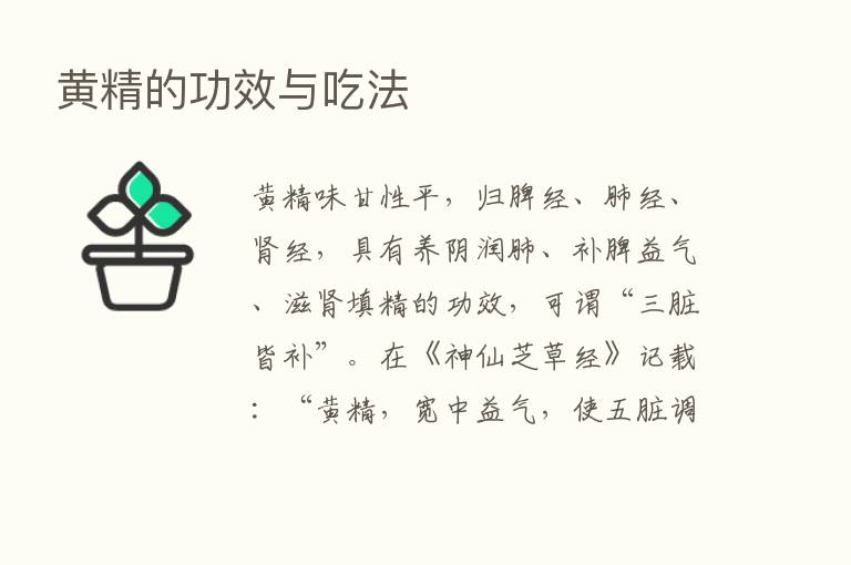 黄精的功效与吃法