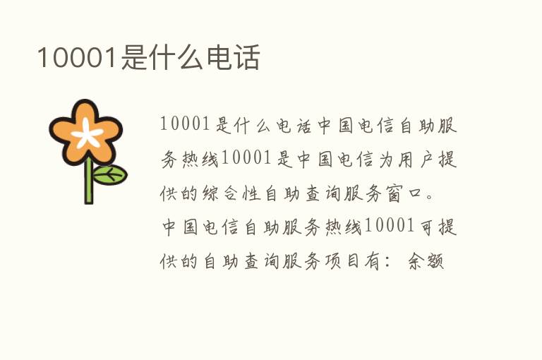 10001是什么电话