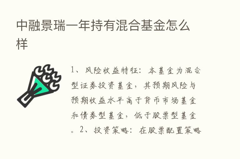 中融景瑞一年持有混合基金怎么样