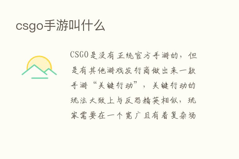 csgo手游叫什么