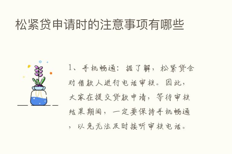 松紧贷申请时的注意事项有哪些