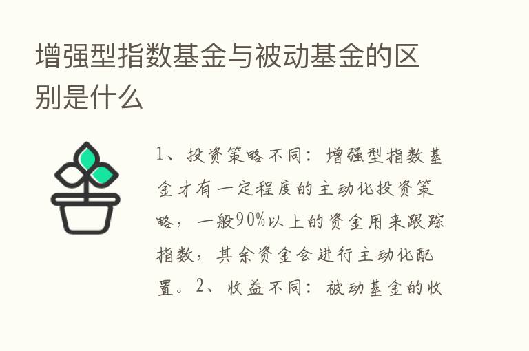 增强型指数基金与被动基金的区别是什么