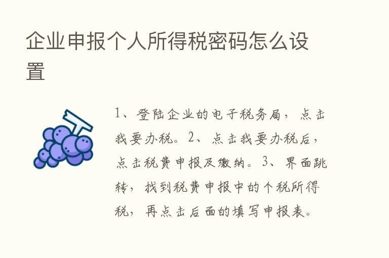 企业申报个人所得税密码怎么设置