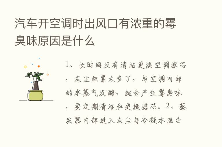 汽车开空调时出风口有浓重的霉臭味原因是什么