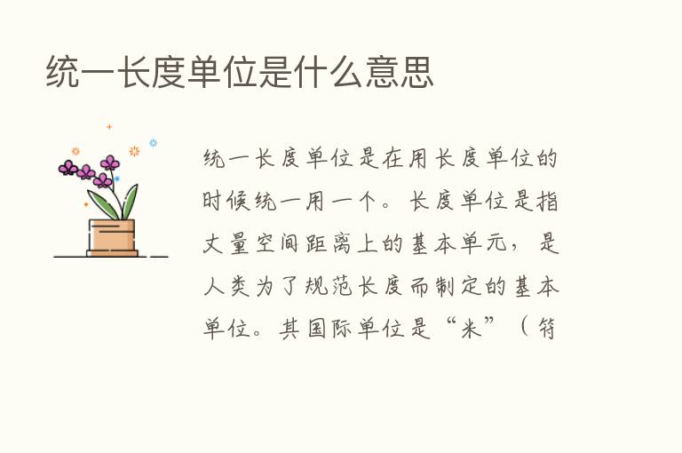 统一长度单位是什么意思