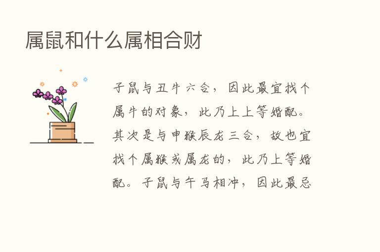 属鼠和什么属相合财