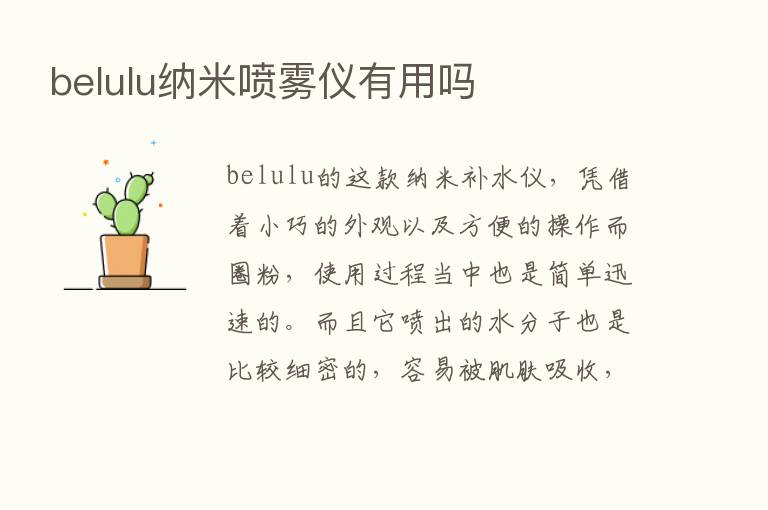 belulu纳米喷雾仪有用吗